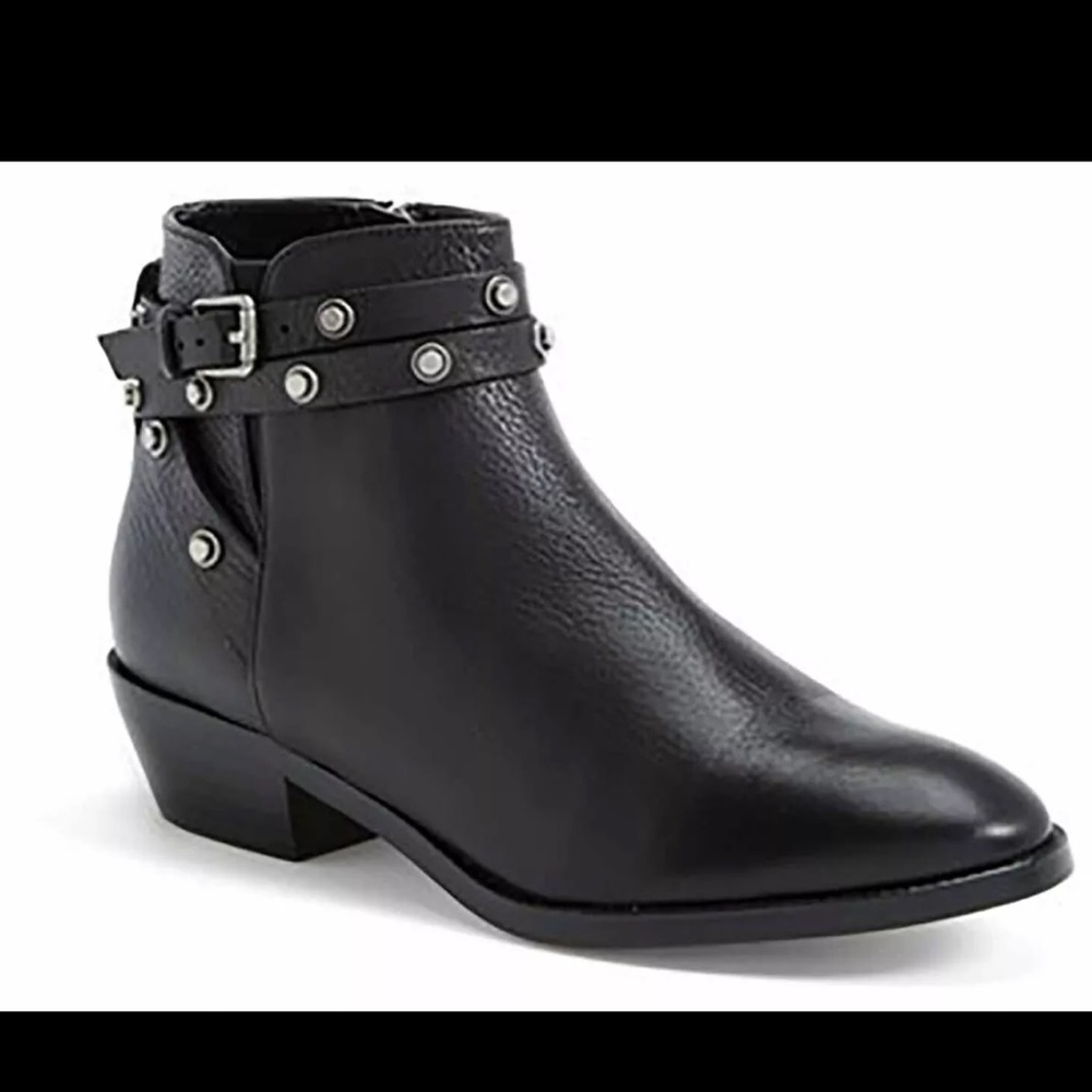 Black studded Leather Booties
